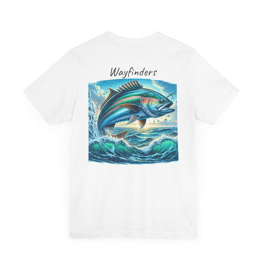Adventure Seeker Fishing Tee - Unisex Short Sleeve Shirt with Compass and Fish Design